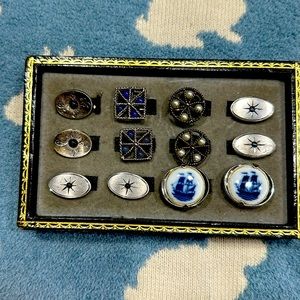 Bundle of 925 antique Sterling Silver Cufflinks with genuine stones  💙